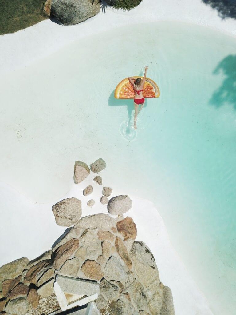 Girl swimming in Seychelles