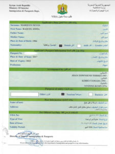 tourist visa for Syria