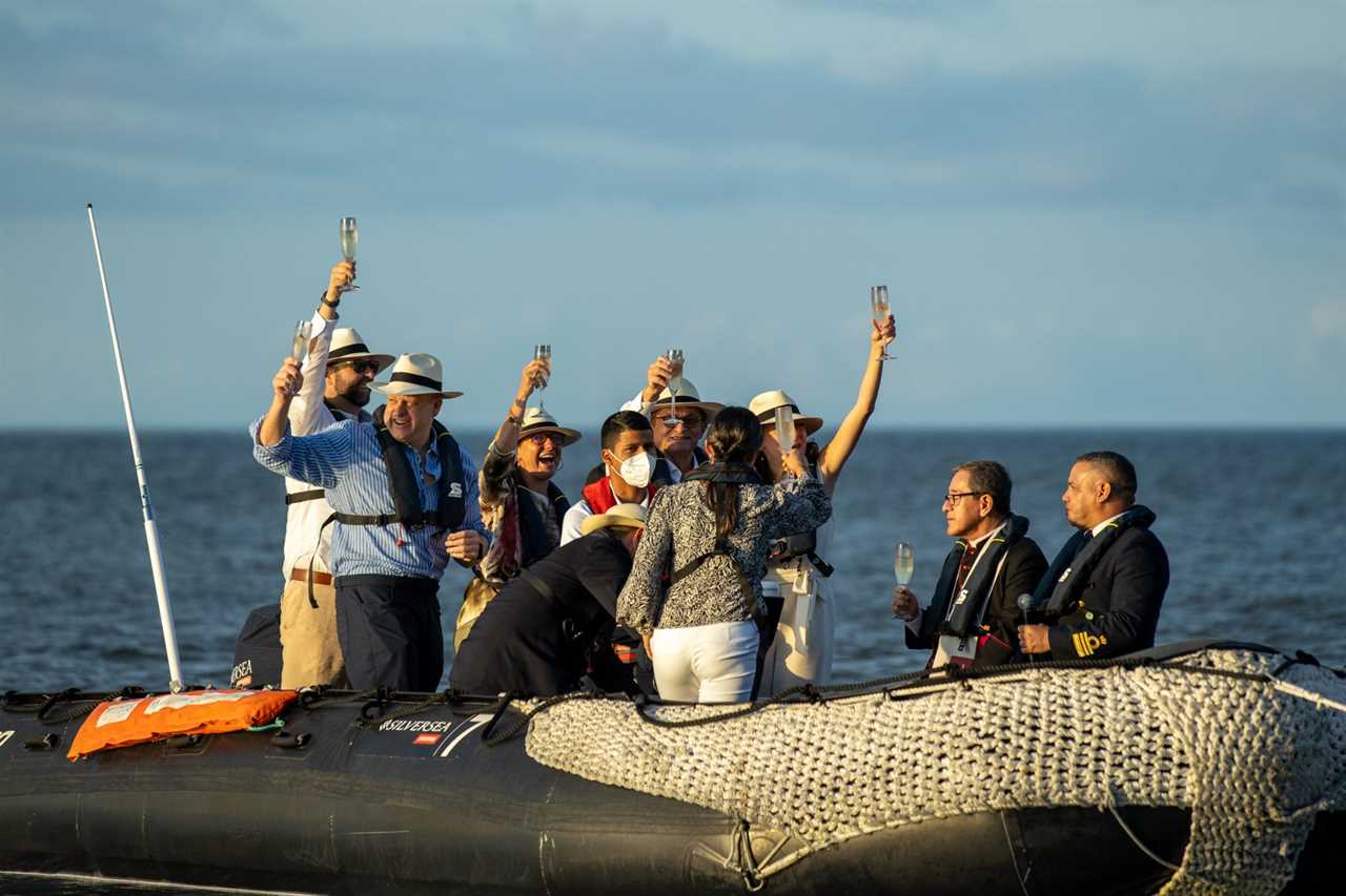 silver origin toast christening ceremony galapagos islands