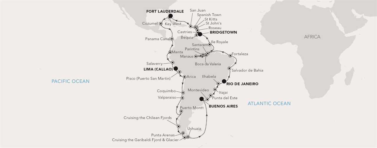 silversea grand voyage south america 2024 itinerary map