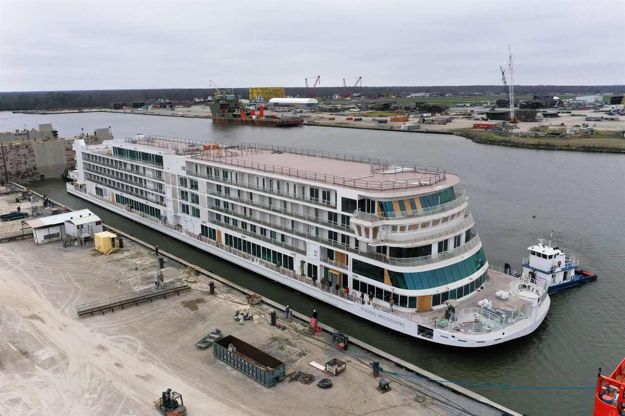 viking mississippi river ship float out shipyard