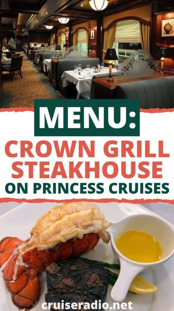 menu: crown grill steakhouse on princess cruises