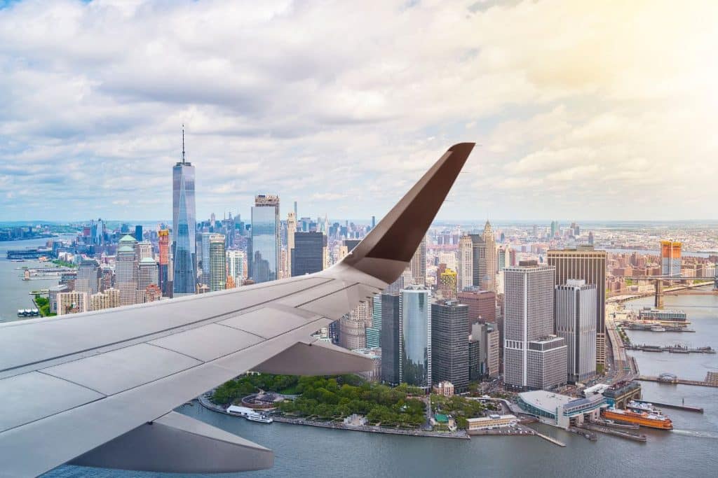 manhattan view from airplane