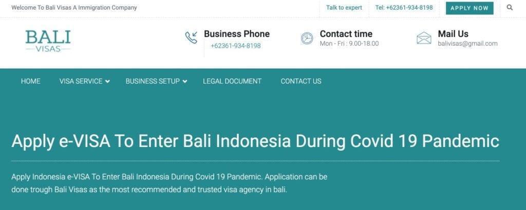 Bali e-visa information