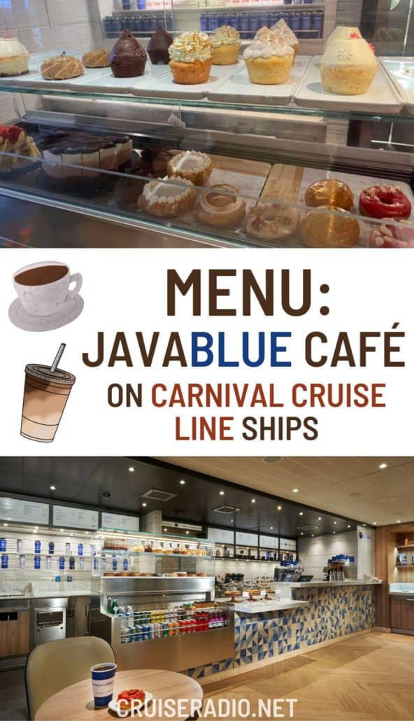 menu: javablue café on carnival cruise line