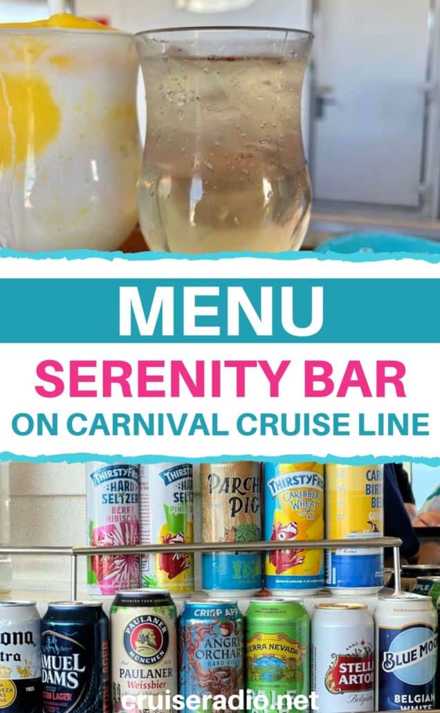 serenity bar menu carnival cruise line