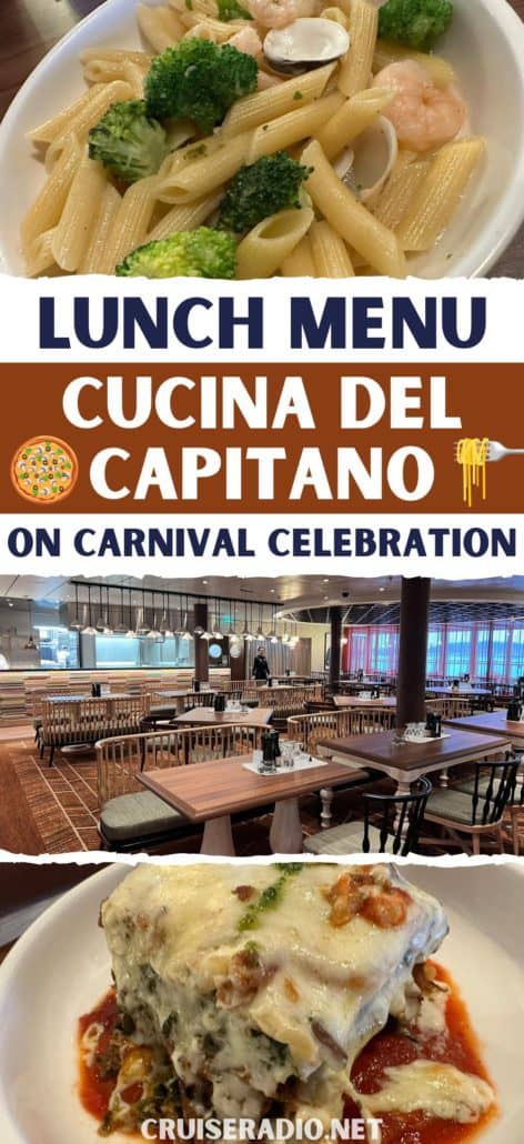 cucina del capitano lunch menu carnival celebration