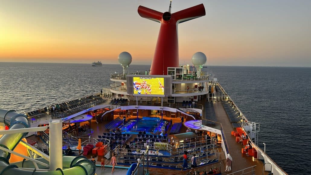 carnival radiance lido deck sunset