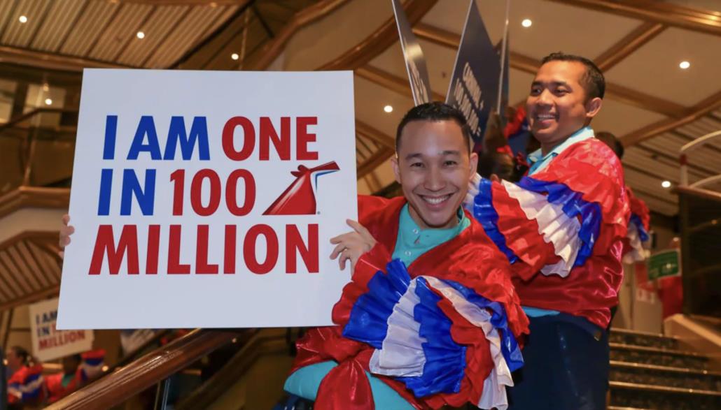 carnival cruise line 100 millionth cruise guest