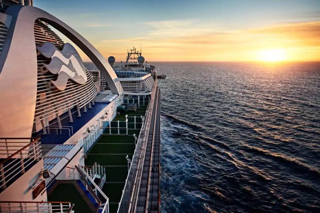 emerald princess cruises exterior sunset