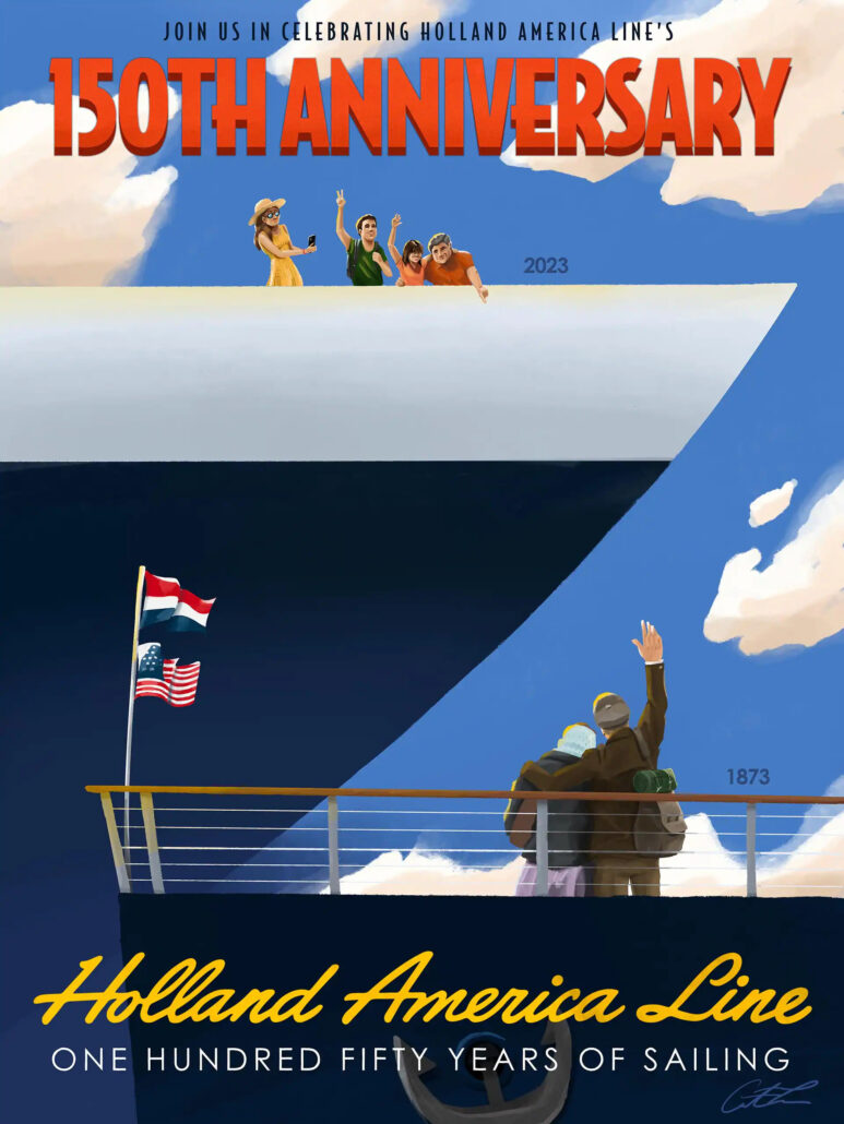 holland america line 150th anniversary winning poster