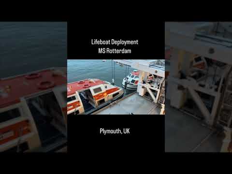 Deploying lifeboat for tender service - Plymouth, UK #hollandamerica #cruisetube #cruise #lifeboat