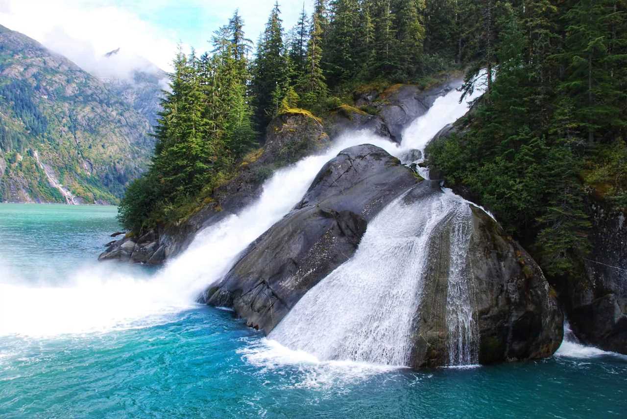 waterfall in tracy arm fjord alaska